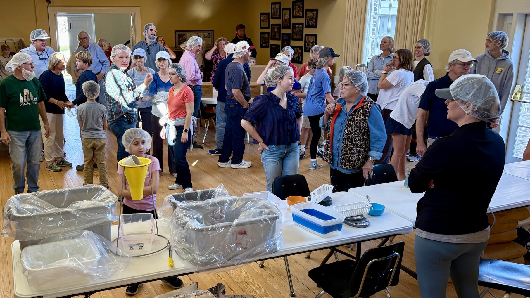 Congregants at St. Paul's Episcopal Church gather at the parish hall.
