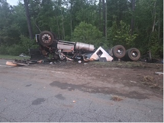 wrecked tractor-trailer