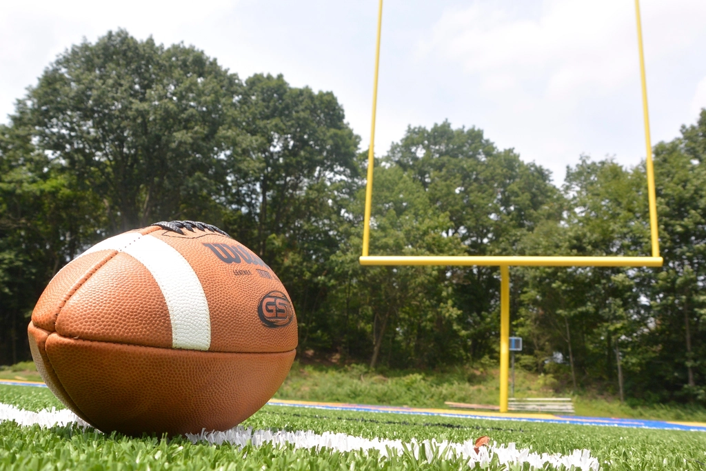 Closeup American football grass